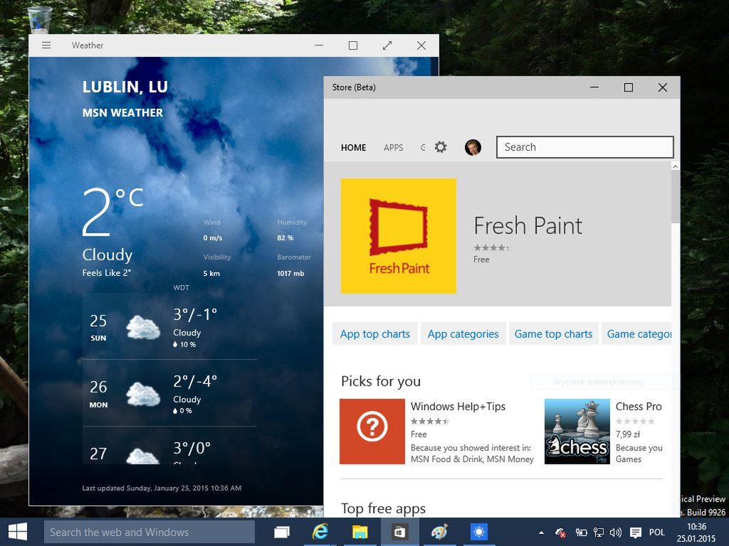Windows 10 - aplikacje Modern UI w oknach