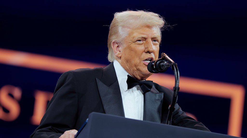 President Trump Speaks At The NRCC Dinner In Washington, DC
WASHINGTON, DC - APRIL 08: U.S. President Donald Trump speaks during the National Republican Congressional Committee (NRCC) dinner at the National Building Museum on April 08, 2025 in Washington, DC. Trump spoke on a range of topics, including recent House special elections, changes his administration has made and the future of the Republican party.  (Photo by Anna Moneymaker/Getty Images)
Anna Moneymaker