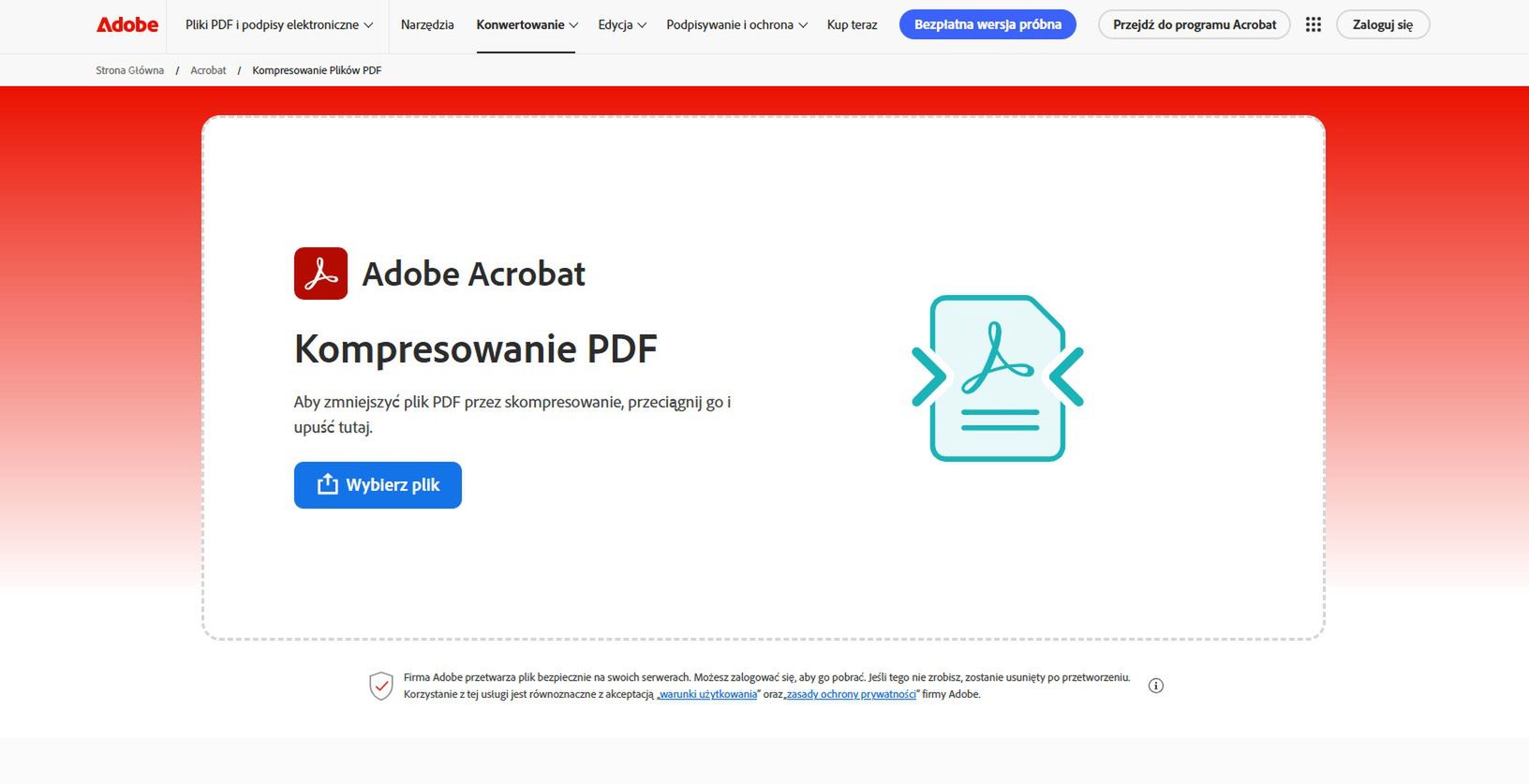 Adobe Acrobat oferuje narzędzie do kompresowania online
