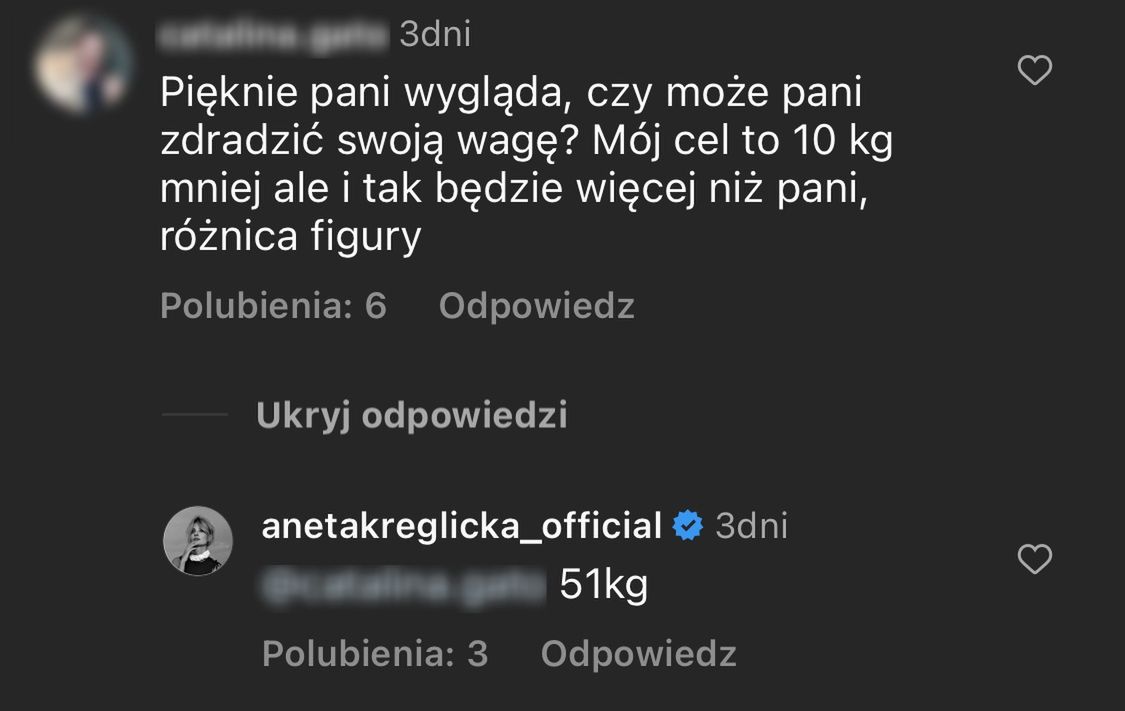 Aneta Kręglicka zdradza, ile waży