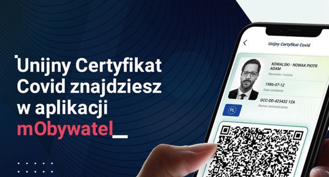 Unijny Certyfikat COVID dostępny w aplikacji mObywatel