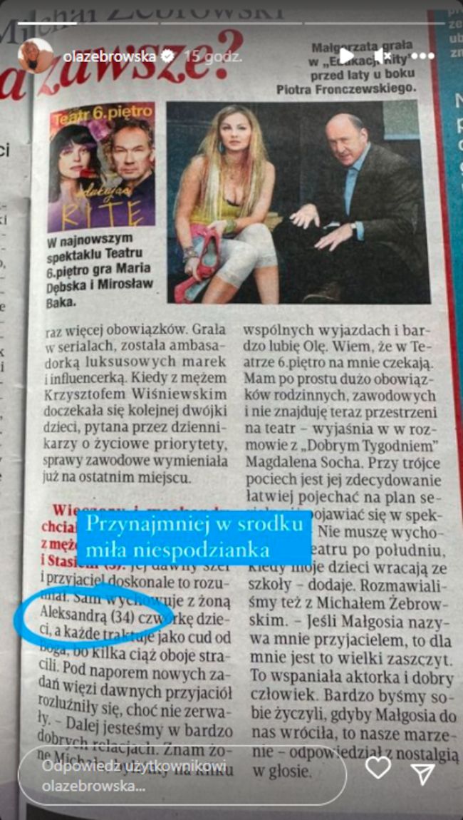 Aleksandra Żebrowska duma nad okładką katolickiego tygodnika