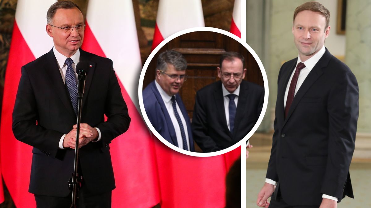 Prezydent Andrzej Duda i szef jego gabinetu Marcin Mastalerek (po prawe)