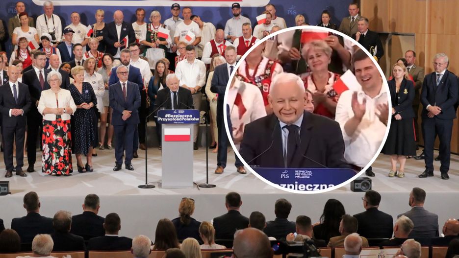 Jarosław Kaczyński podczas spotkania z wyborczego w Elblągu