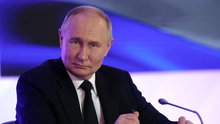 MOSCOW, RUSSIA - OCTOBER 29: (RUSSIA OUT) Russian President Vladimir Putin reacts during the 13th Congress of the Federation of Independent Trade Unions of Russia, October 29, 2024, in Moscow, Russia. Putin visited a congress of national trade unions. (Photo by Contributor/Getty Images)