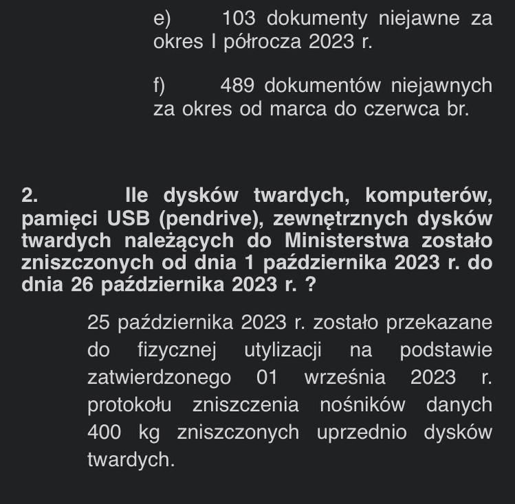 400 kg zniszczonych dysków twardych w MSZ