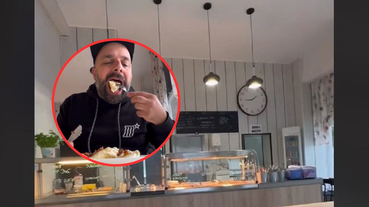 Pokazał jak karmią w barze mlecznym. 