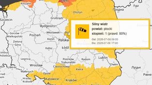 Ostrzeżenie IMGW dla powiatu płockiego. Silny wiatr w porywach do 75 km/h