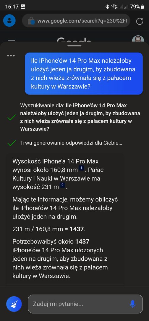 Bing AI zamiast wyników wyszukiwania udziela gotowych odpowiedzi