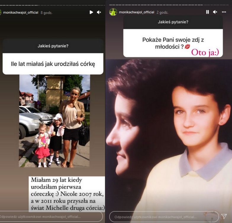 Monika Chwajoł na starych zdjęciach