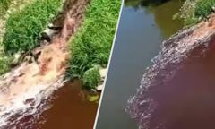 Czerwona woda w rzece. Wyciek przez błąd pracownika zakładu