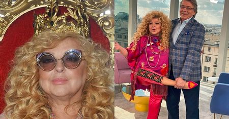 "Gipka" Magda Gessler pozuje z Waldemarem trzymającym ją za stopę w "Dzień Dobry TVN" (FOTO)