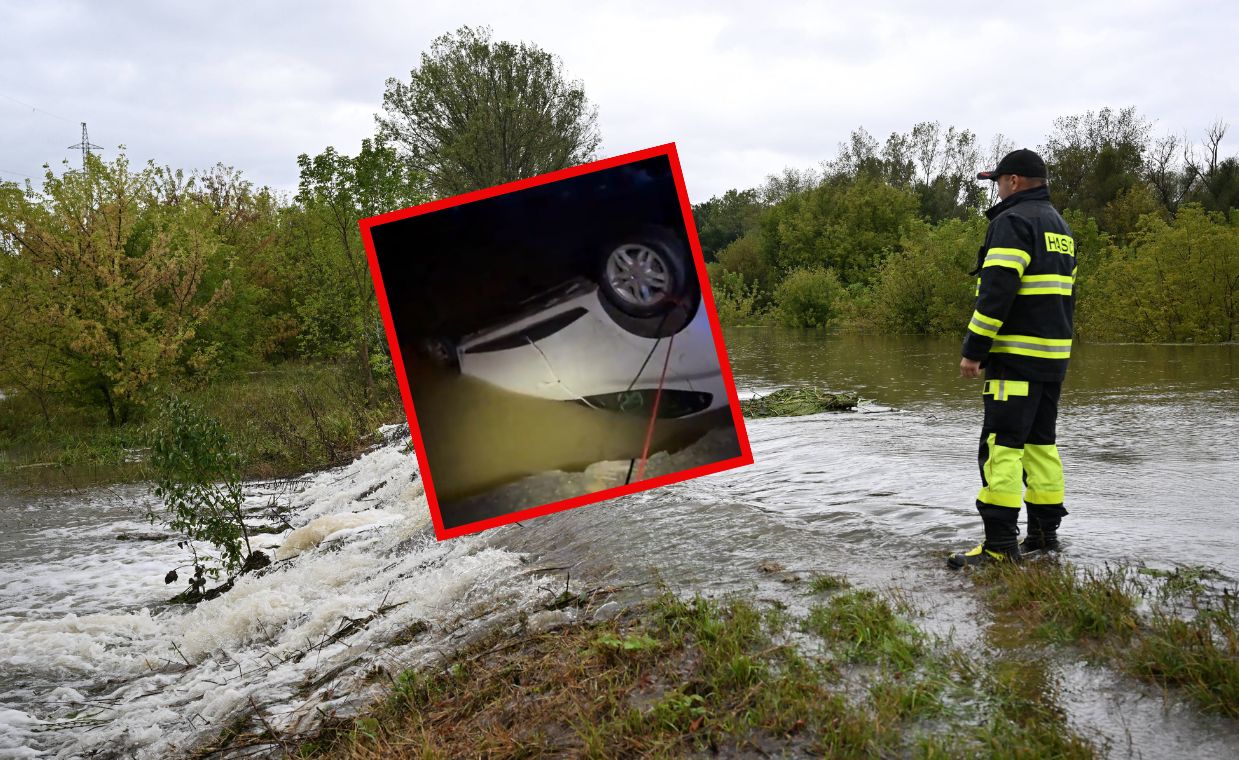 Czekali na pomoc w rwącej rzece. Na ratunek rzucili się Czesi