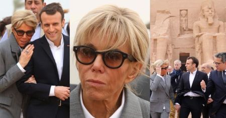 Brigitte Macron wtula się w męża podczas wizyty w egipskiej świątyni (ZDJĘCIA)