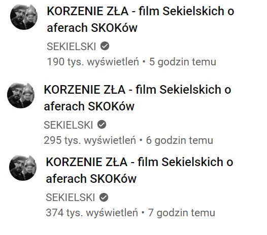 Rosnąca oglądalność filmu braci Sekielskich "Korzenie zła"