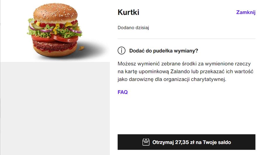 Przykładowa wycena w Zalando Pre-Owned