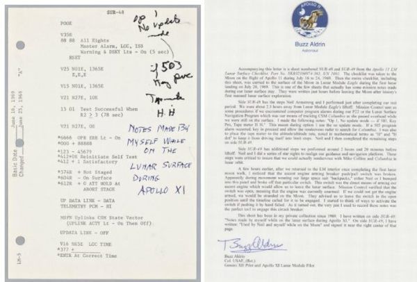 Lista zadań i notatki z misji Apollo 11