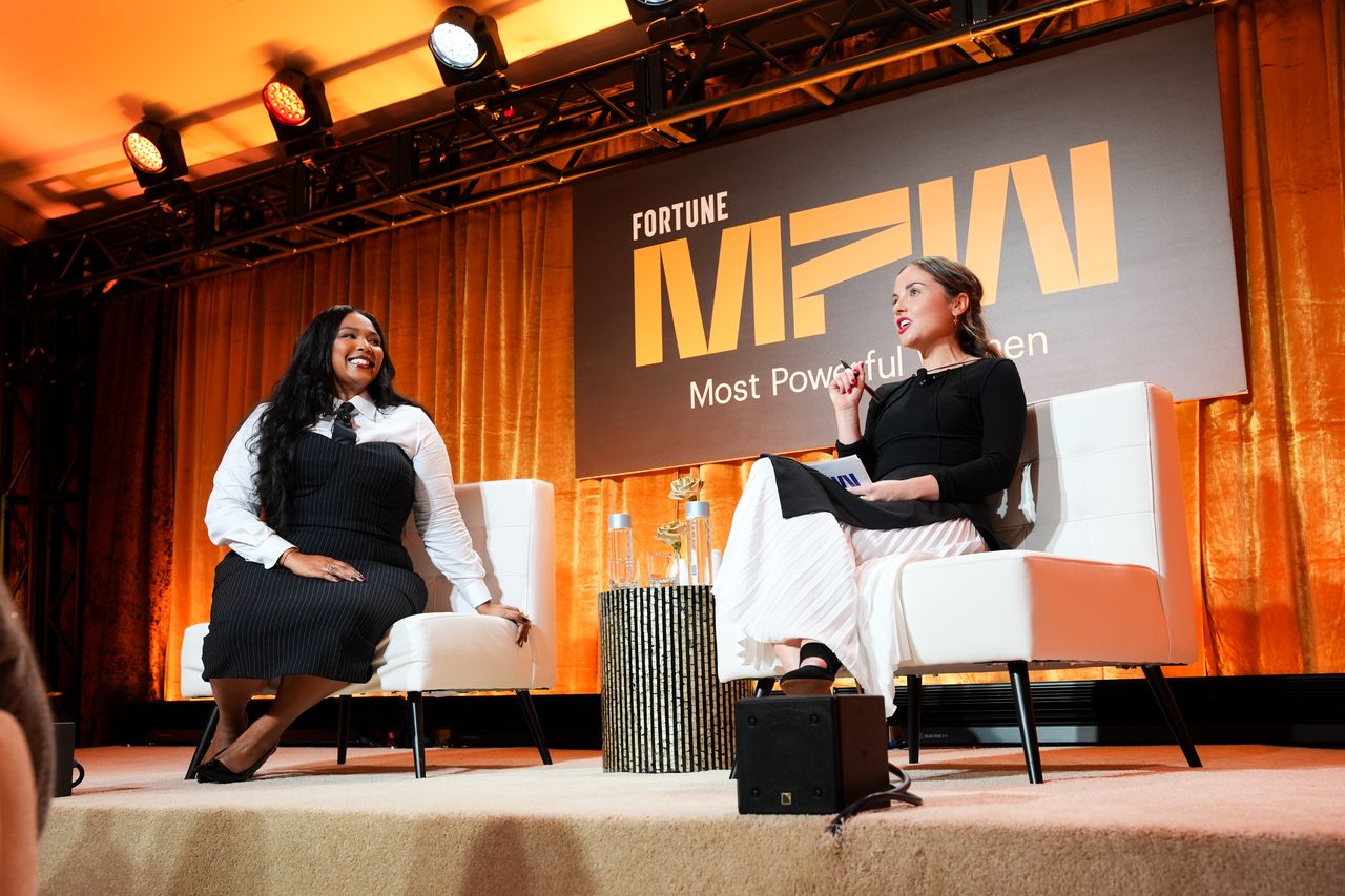 LAGUNA NIGUEL, CALIFORNIA - OCTOBER 14: Lizzo and Ellie Austin on her music career, the future of her popular shapewear brand, YITTY at the Fortune's Most Powerful Women Summit 2024 at Ritz Carlton on October 14, 2024 in Laguna Niguel, California. (Photo by Presley Ann/Getty Images for Fortune's Most Powerful Women Summit)