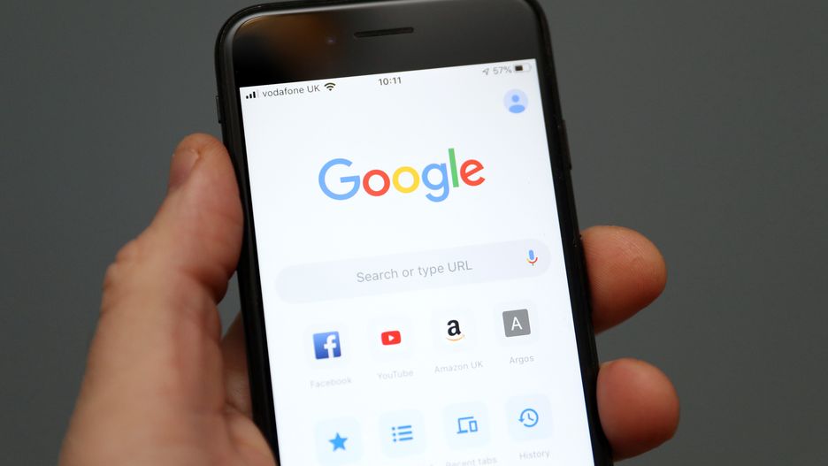 A person holds an iphone showing the app for Google chrome search engine. PA Photo. Picture date: Friday January 3, 2020. Photo credit should read: Andrew Matthews/PA Wire (Photo by Andrew Matthews/PA Images via Getty Images)