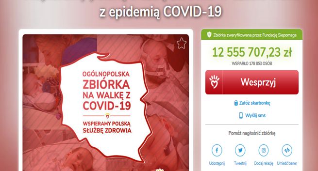 Siepomaga.pl zbiera dla polskich szpitali. Na koncie jest już 15 mln zł