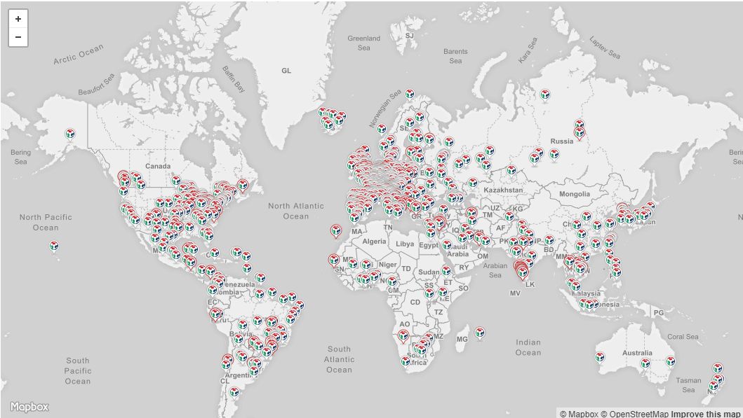 Mapa pracowni z fablabs.io