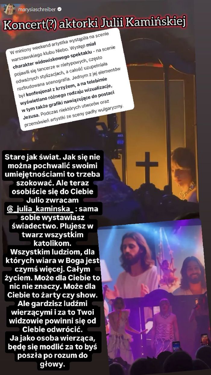 Wpis Marianny Schreiber na Instagramie