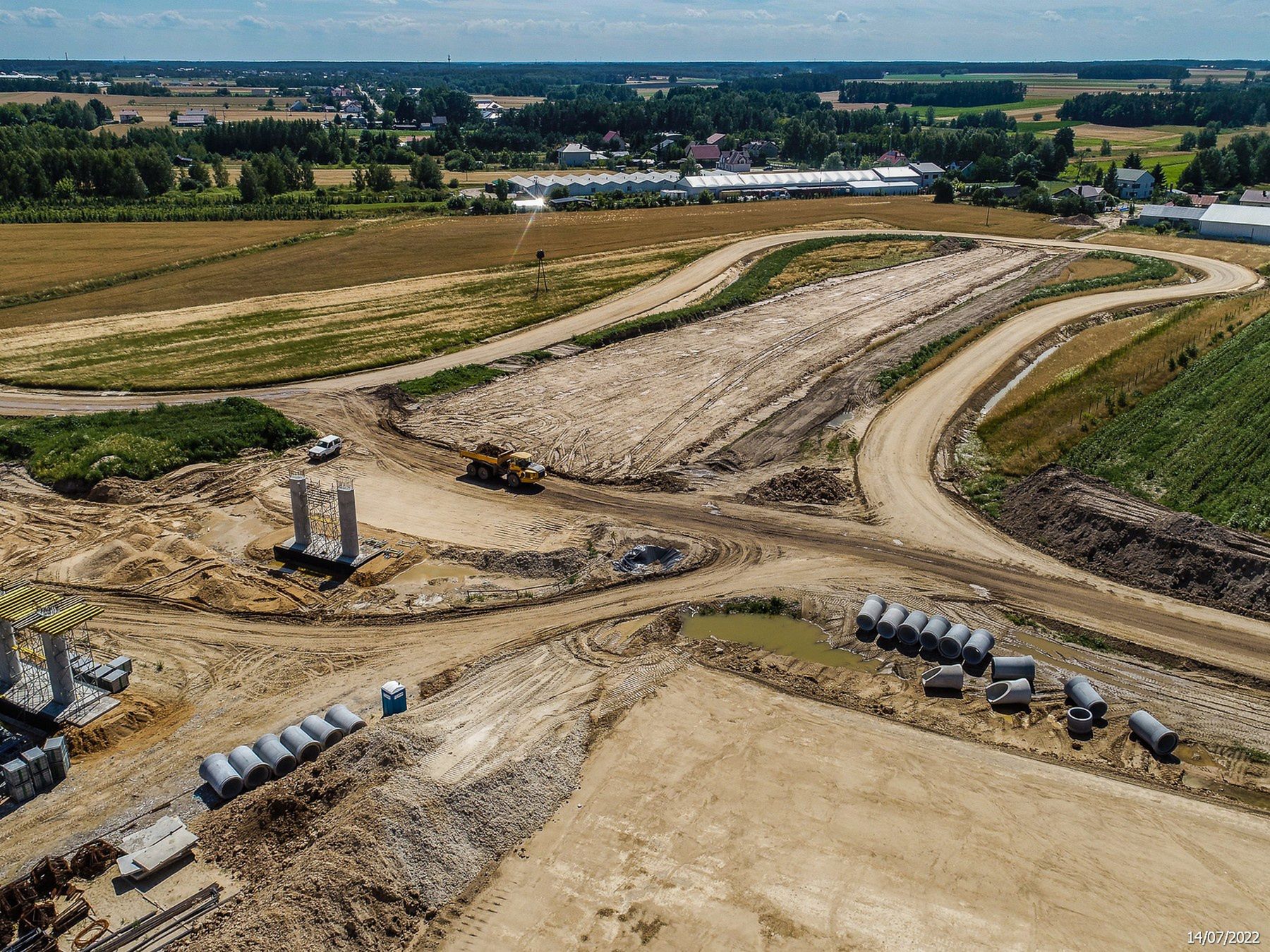 Budowa autostrady A2 na odcinku Gręzów-Siedlce Zachód, stan na lipiec 2022 r.