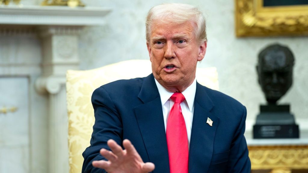 President Trump Meets With Irish Prime Minister Martin For St. Patrick's Visit
US President Donald Trump speaks during a meeting with Micheal Martin, Ireland's prime minister, not pictured, in the Oval Office of the White House in Washington, DC, US, on Wednesday, March 12, 2025. The Irish prime minister is in Washington today meeting with lawmakers, a bipartisan St. Patrick's Day tradition. Photographer: Bonnie Cash/UPI/Bloomberg via Getty Images
Bloomberg
emea, 2025uspolitics, north american, u.s. government, foreign relations, us, united states of america, euro members, the white house, americas, government news, international relations, e.u., eu, irish, european, u.s.a., american