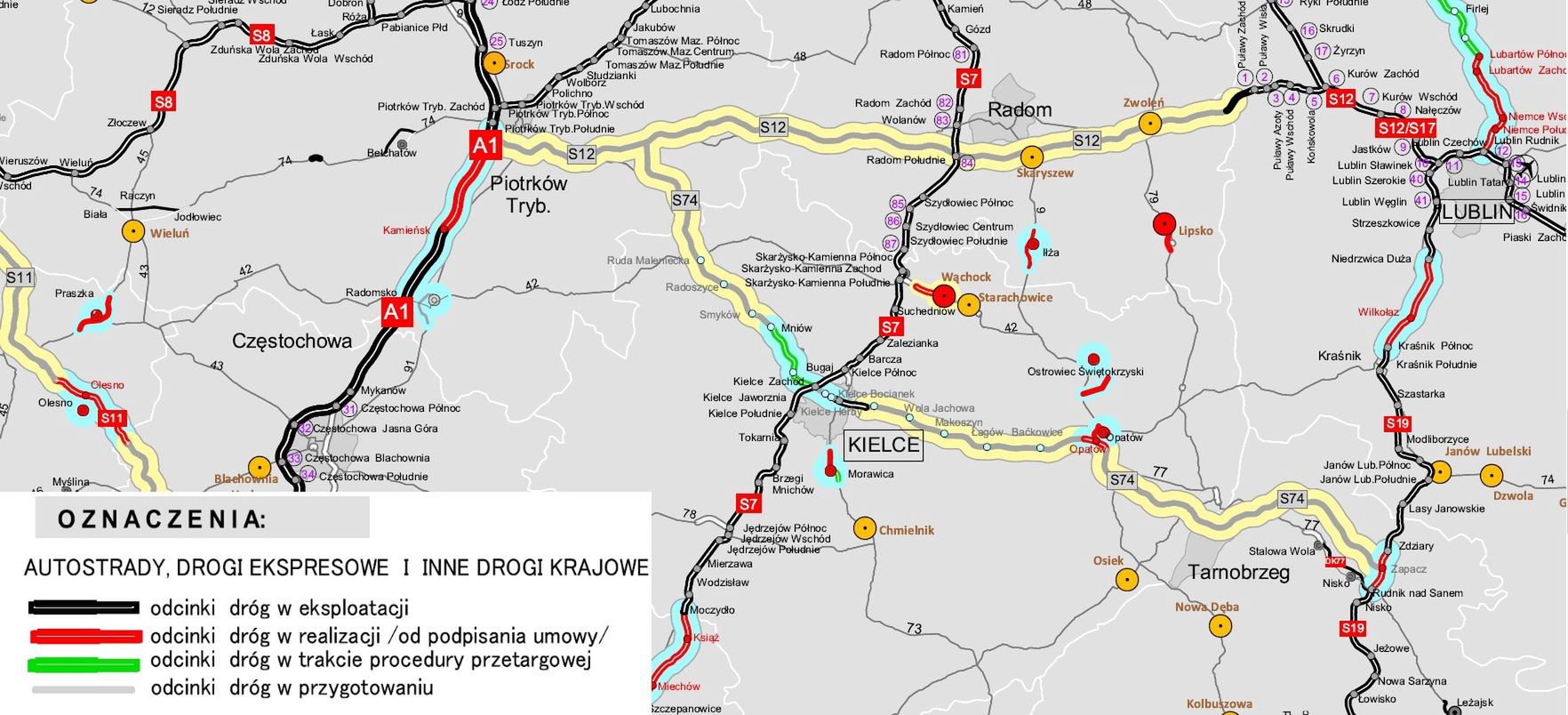 Planowany przebieg drogi ekspresowej S74