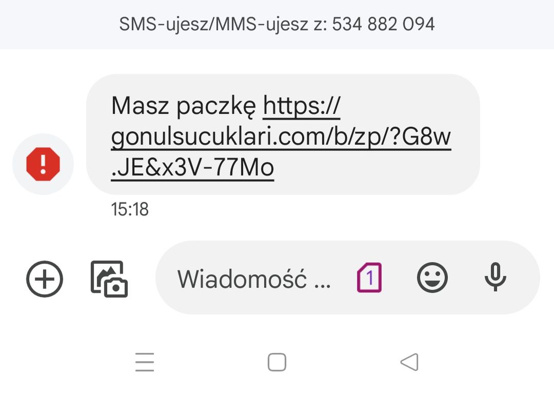 Fałszywy SMS o paczce