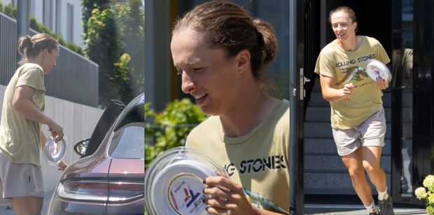 TYLKO NA PUDELKU: Walcząca z promieniami słońca Iga Świątek pędzi do swojego Porsche za PÓŁ MILIONA (ZDJĘCIA)