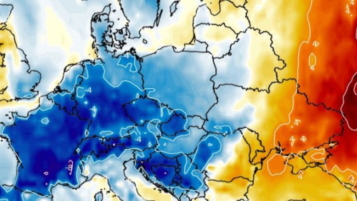 Niebieski kolor na mapie Polski zwiastuje temperaturowy zjazd.