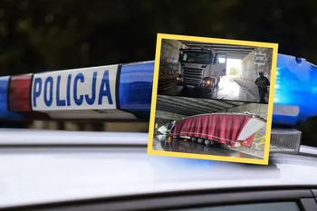 Kierowca nie zauważył znaku. Ciężarówka zaklinowała się pod wiaduktem