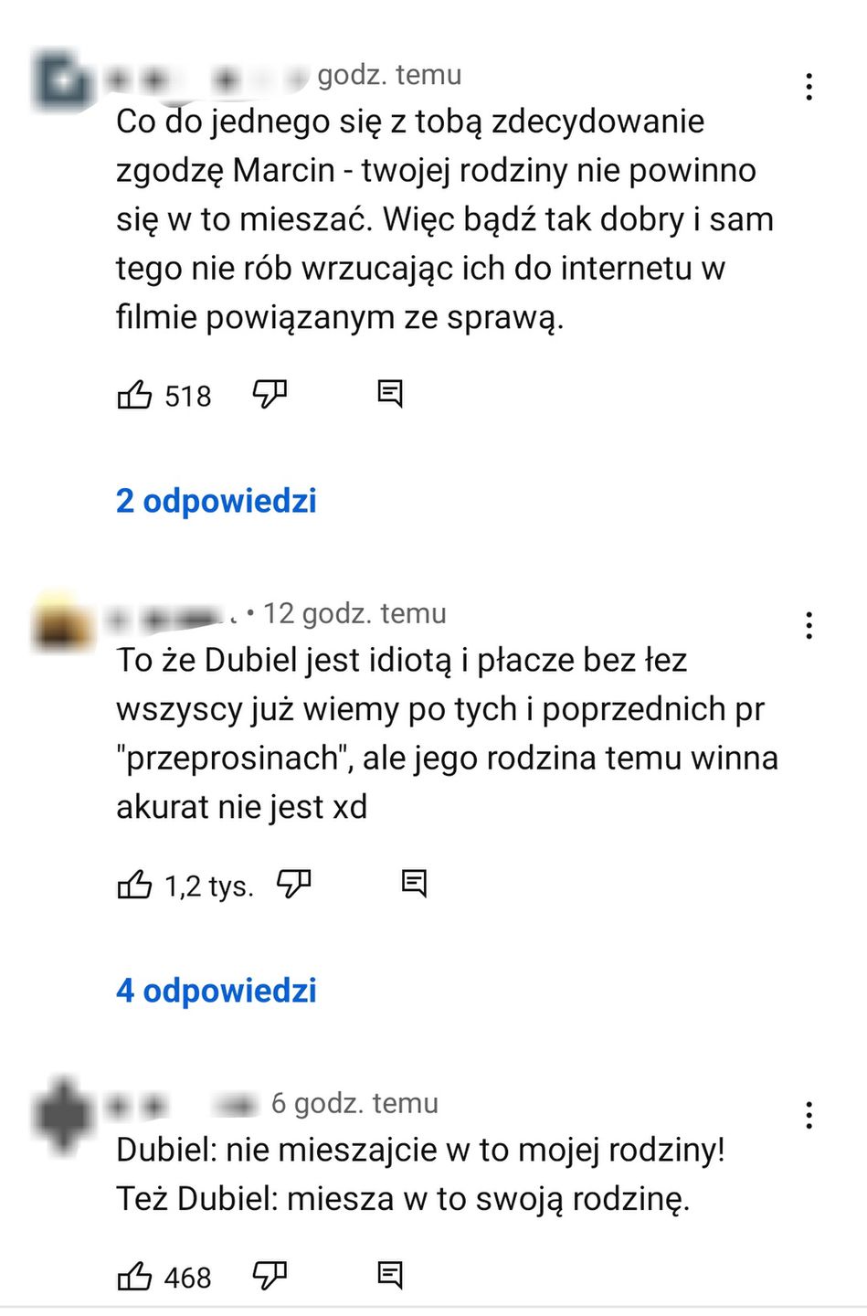 Widzowie o nagraniu Dubiela