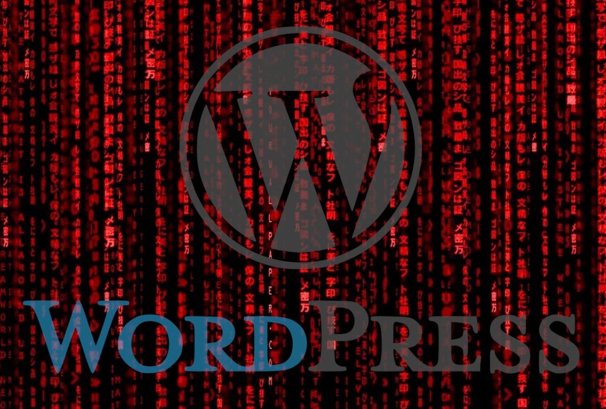 Logo Wordpress na czerwonym kodzie