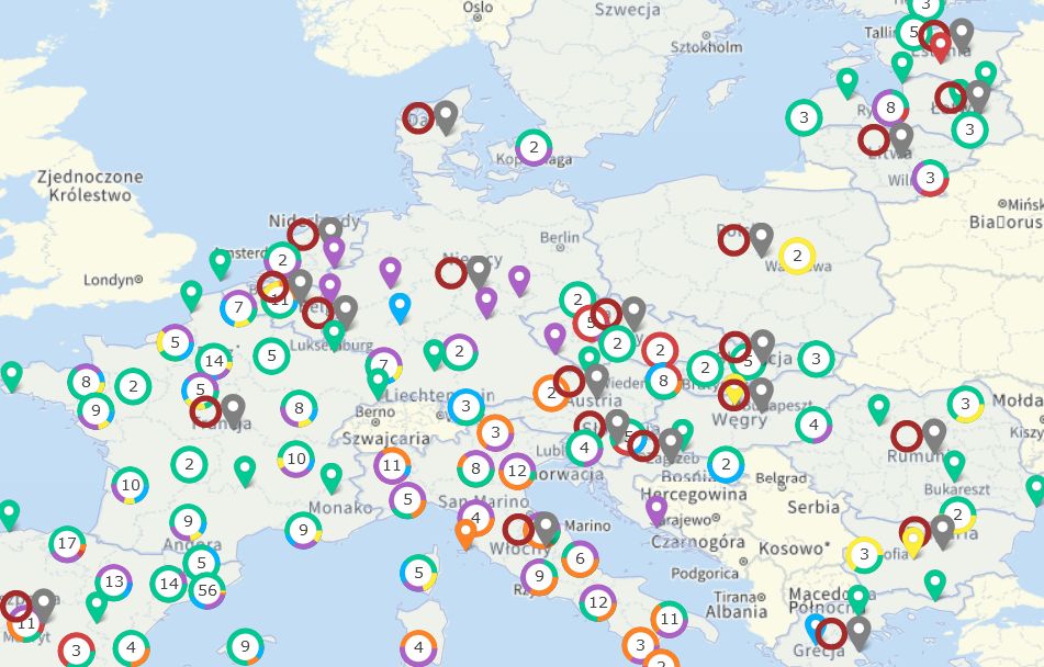 Interaktywna mapa internetowa przedstawiającą projekty wspierane w ramach Instrumentu na rzecz Odbudowy i Zwiększania Odporności (RRF)