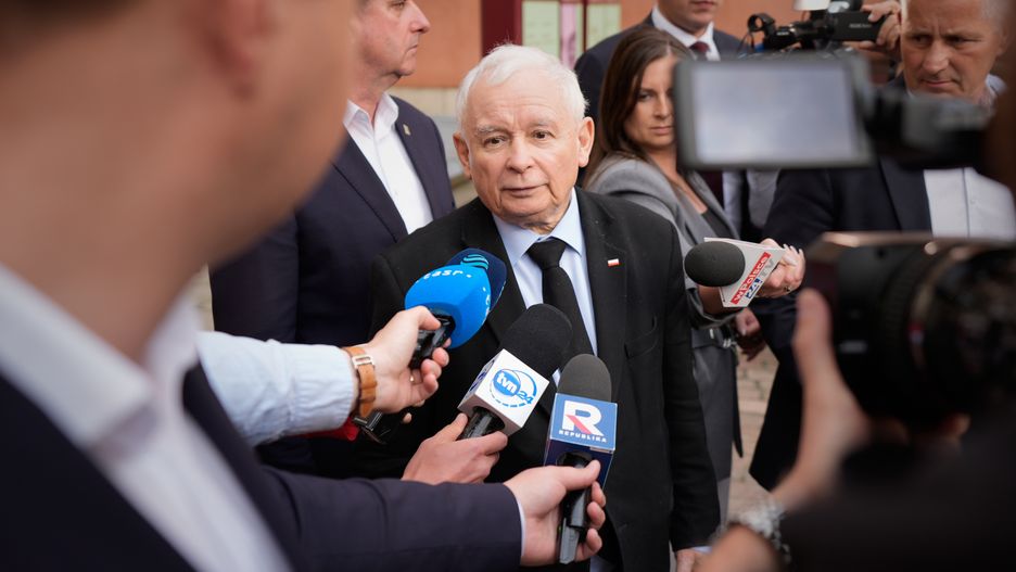 Law and Justice party leader Jaroslaw Kaczynski is seen after the certification ceremony of Karol Nawrocki at the Royal Castle in Warsaw, Poland on 11 June, 2025. (Photo by Jaap Arriens/NurPhoto via Getty Images)