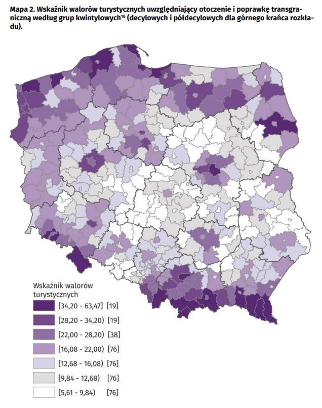 Mapa WaT w powiatach w Polsce