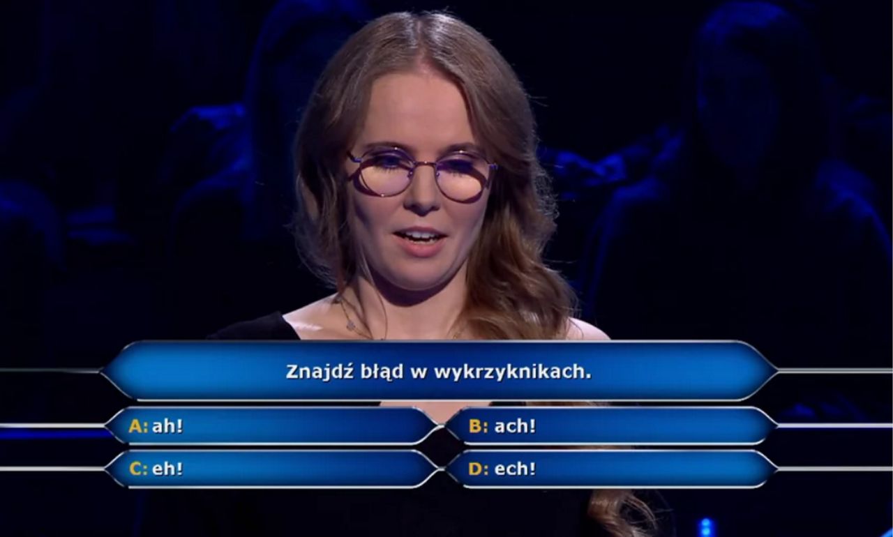 Pytanie o ortografię pokonało uczestniczkę "Milionerów"