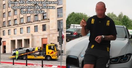 Budda zatrzymany przez CBŚP. Do sieci trafiło nagranie sprzed hotelu. Jego samochód załadowano na lawetę