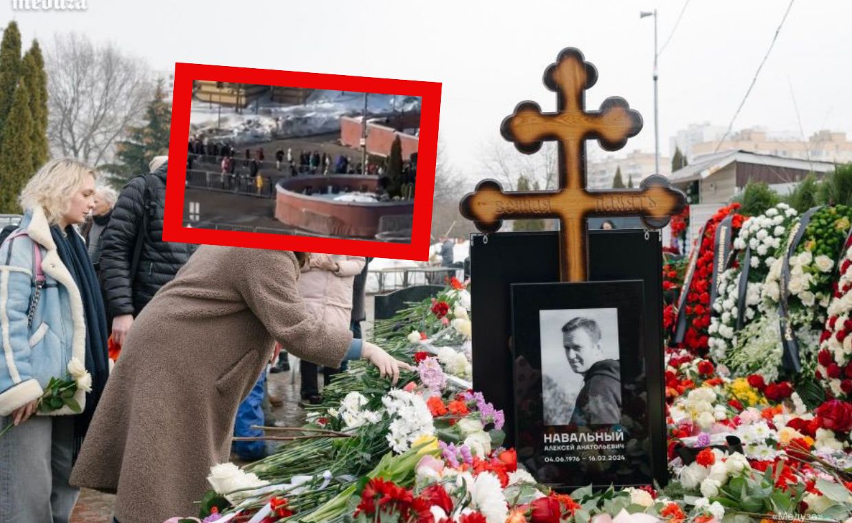 Crowds at the cemetery to honour Navalny