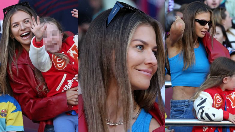 Anna Lewandowska z Klarą na meczu