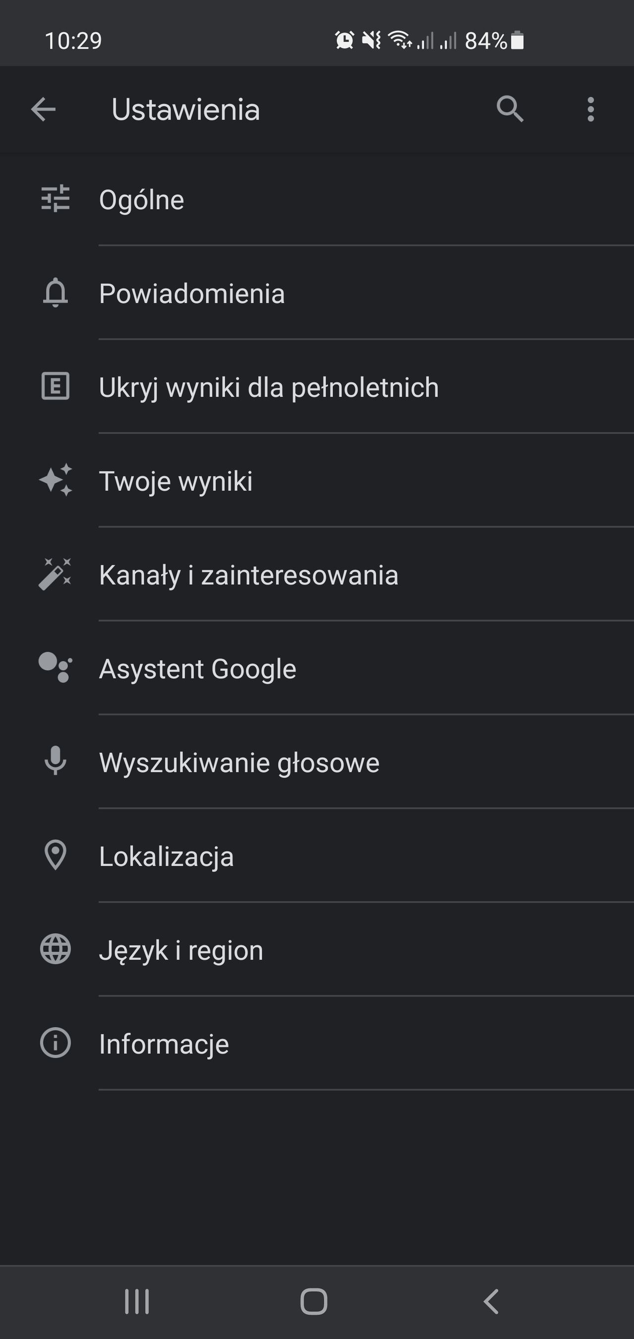 Ustawienia Asystenta w aplikacji Google