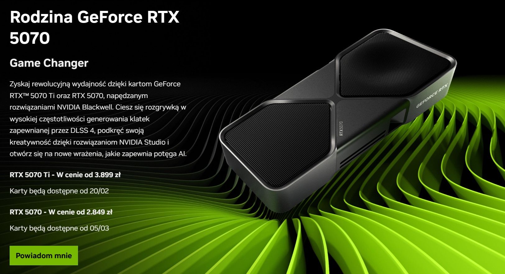 NVIDIA GeForce RTX 5070 i RTX 5070 Ti - zapowiedź