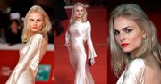 Elegancka Andreja Pejic w białej sukni zachwyca na czerwonym dywanie