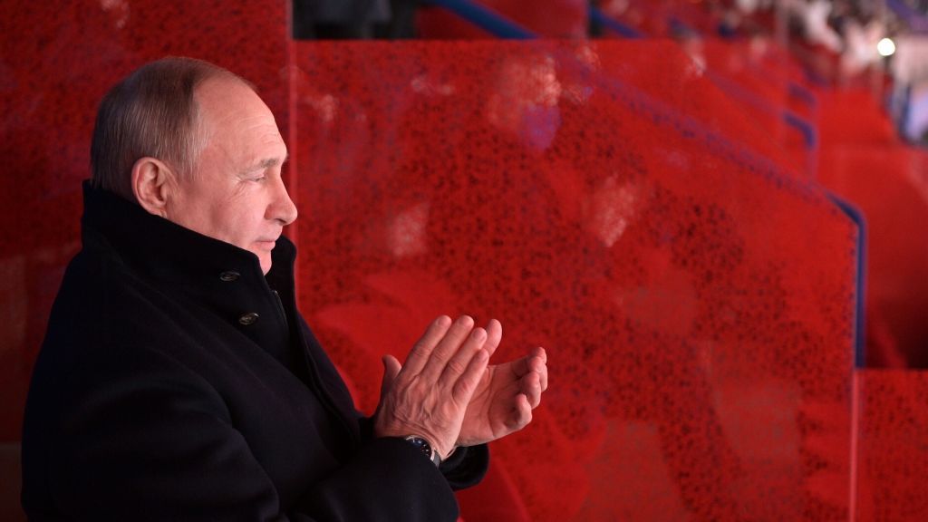 Opening ceremony of Beijing Winter OlympicsBEIJING, CHINA - FEBRUARY 4: (---EDITORIAL USE ONLY - MANDATORY CREDIT - "KREMLIN PRESS OFFICE / HANDOUT" - NO MARKETING NO ADVERTISING CAMPAIGNS - DISTRIBUTED AS A SERVICE TO CLIENTS----) Russian President Vladimir Putin attends the opening ceremony of Beijing 2022 Olympic Games in Beijing, China, 04 February 2022. The Olympic Games in Beijing will continue until Feb. 20, when the medal games and closing ceremony will take place. (Photo by Kremlin Press Office/Anadolu Agency via Getty Images)Anadolu Agencybeijing 2022 winter olympics, beijing winter olympics, china