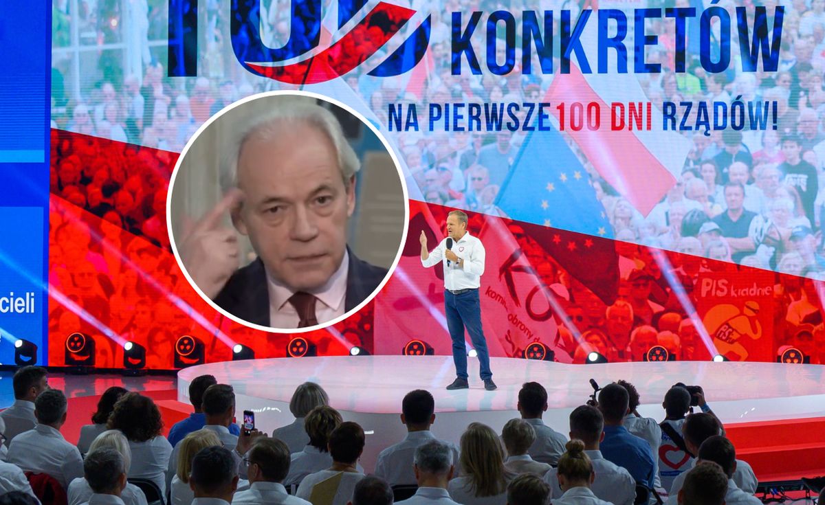 Donald Tusk podczas konwencji wyborczej w Tarnowie. Adam Szejnfeld nie tak zrozumiał hasło 100 konkretów na pierwsze 100 dni rządu