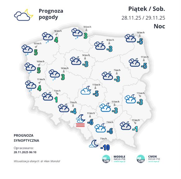 Pogoda w nocy z piątku na sobotę