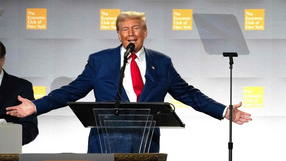 Temporary
Former US President and Republican presidential candidate Donald Trump speaks at the Economic Club of New York on September 5, 2024. Trump announced during his speech that if elected president he would appoint Tesla CEO Elon Musk to lead an audit of government spending and implement "drastic" reform. Trump said at Musk's suggestion, he would "create a government efficiency commission tasked with conducting a complete financial and performance audit of the entire federal government," with musk as its chief. (Photo by David Dee Delgado / AFP)
DAVID DEE DELGADO