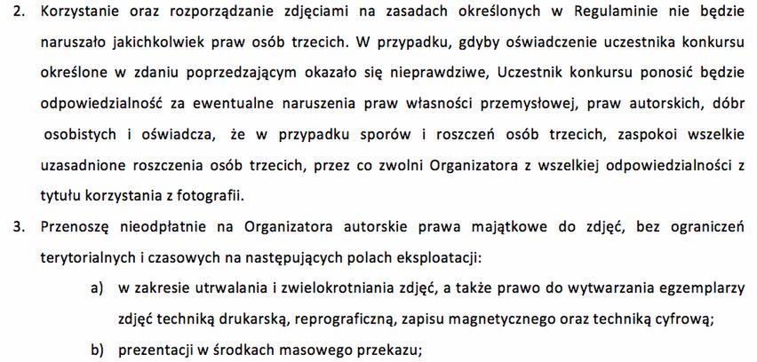 kawałek cyrografu - ponosisz całą odpowiedzialność, a organizator umywa ręce